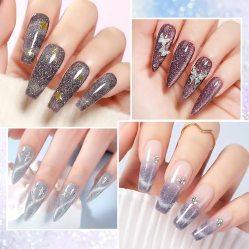 MIZHSE Reflective Diamond Gel Nail Polish Set - 12 Colors Glitter UV LED Kit