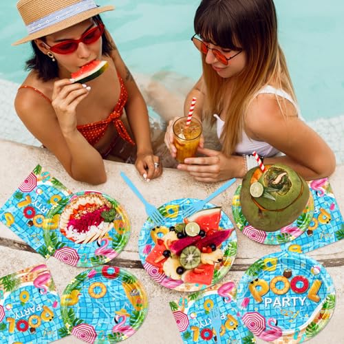 Avezano 96-Piece Pool Party Disposable Plates & Napkins Set for 24 Guests