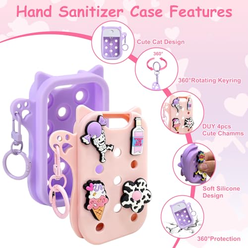 Silicone Hand Sanitizer Keychain Case for Touchland Power Mist, 2-Pack