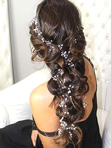 fxmimior 39.4-Inch Silver Crystal Bridal Hair Vine Wedding Headpiece