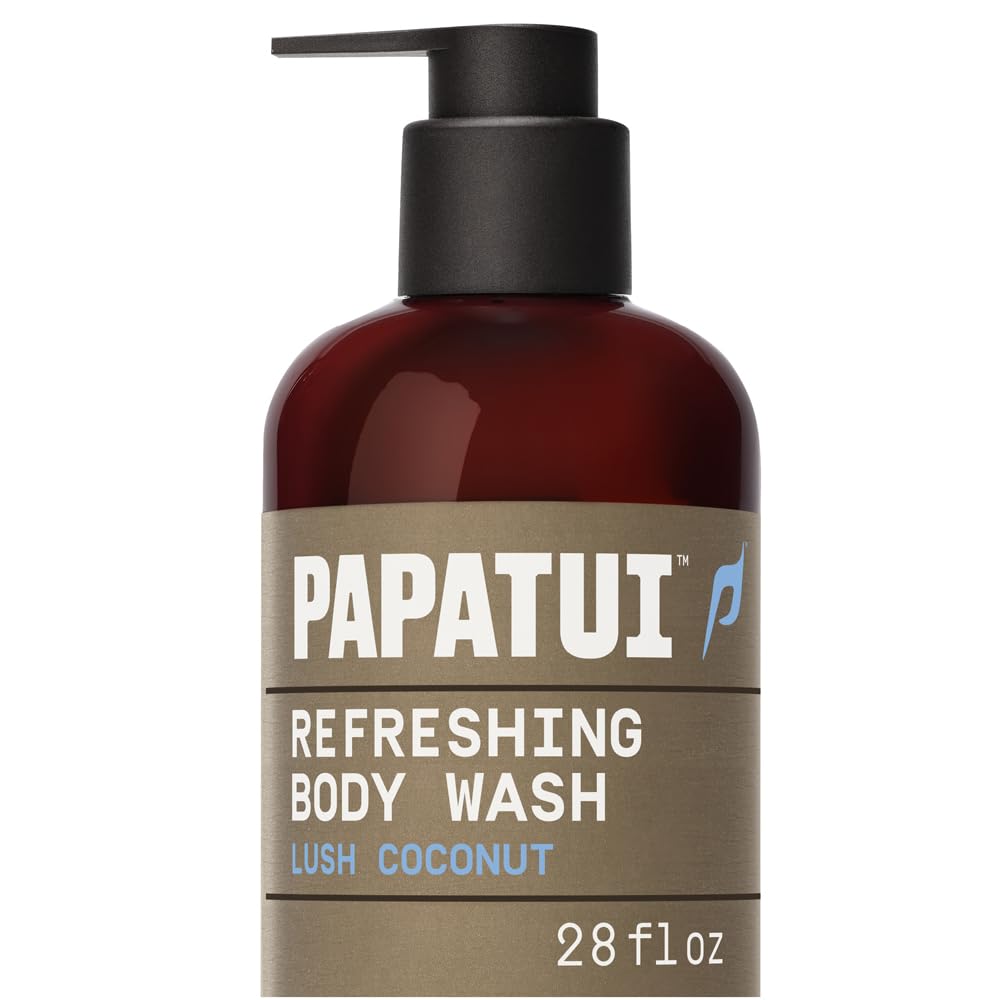 PAPATUI Refreshing Body Wash for Men - Exfoliating & Hydrating Coconut Oil Formula | Vanilla Shea | 28 oz