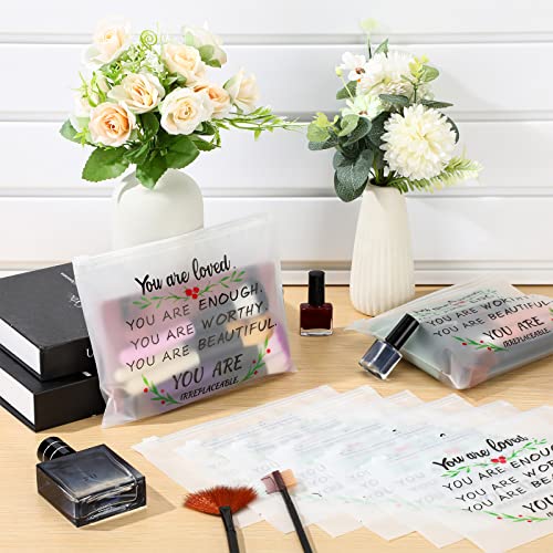 60 Pcs Inspirational Quote Makeup Bags - Waterproof EVA Cosmetic Pouch