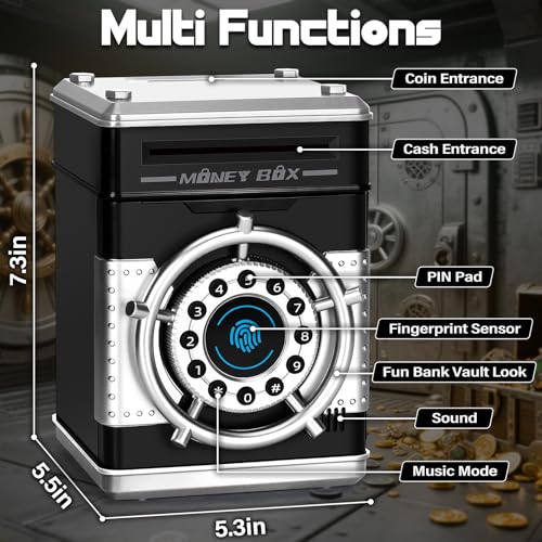 Interactive Electronic Piggy Bank for Kids - Black ATM Money Box