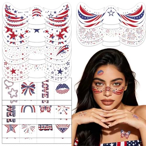 36 Patriotic Face Tattoos for 4th of July Celebrations