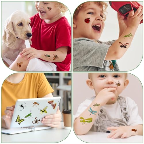 72 Pcs Insect Temporary Tattoos Set for Kids - Waterproof Bug Designs
