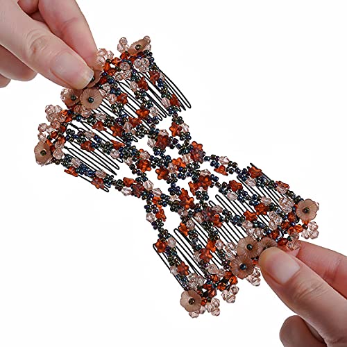 FXBLING 6Pcs Beaded Hair Combs for Women Hair Bun Maker & Styling Accessories