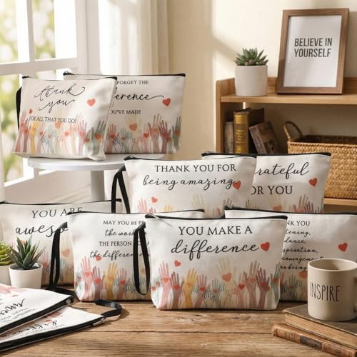 10 pcs Inspirational Makeup Bags for Women - Appreciation Gift Bulk - Sunnymove