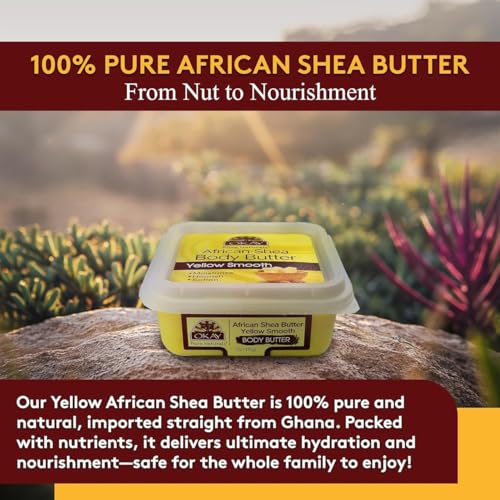 OKAY 100% Pure Unrefined Yellow Shea Butter - 8oz Moisturizer for Skin & Hair