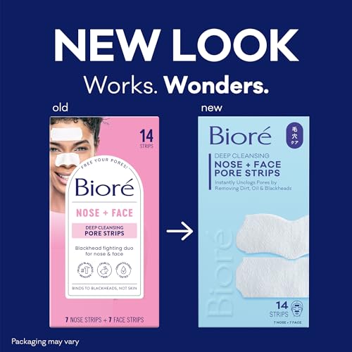 Bioré Blackhead Remover Pore Strips - Deep Cleansing for Nose & Face, 14 ct