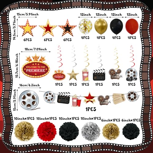 47PCS Movie Night Decorations - Now Showing Banner & Themed Party Supplies