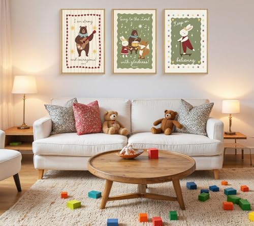 Inspirational Bible Verses Nursery Wall Art Set - 6 Unframed Prints