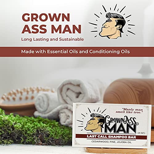Grown Ass Man Co. 3-in-1 Solid Shampoo Bar for Hair, Beard & Body - Eco-Friendly & Natural
