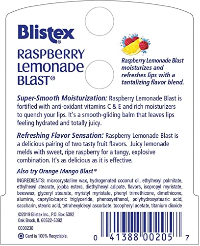 Blistex Raspberry Lemonade Blast Lip Balm - 0.15 oz (Pack of 6)