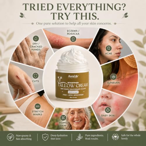 Unscented Organic Grass-Fed Beef Tallow Moisturizer | 4 Fl oz
