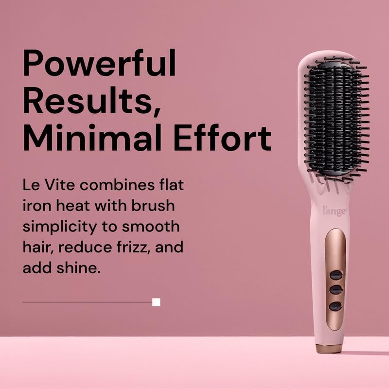 L'ANGE HAIR Straightening Brush - Heated Tool for Smooth, Frizz-Free Hair | Dual-Voltage Ceramic Brush (Blush)