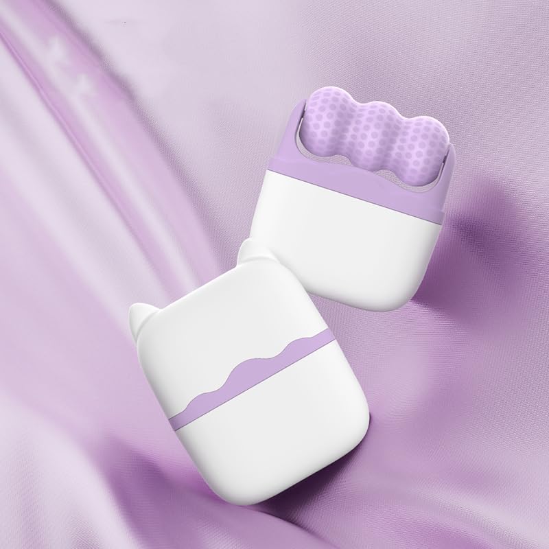 WAZXIQN Purple Ice Face & Eye Roller 2-in-1 Cooling Skin Massage Tool