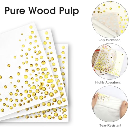 Gold Cocktail Napkins - 100 Pack, 3-Ply 5x5 Inches, Elegant Design