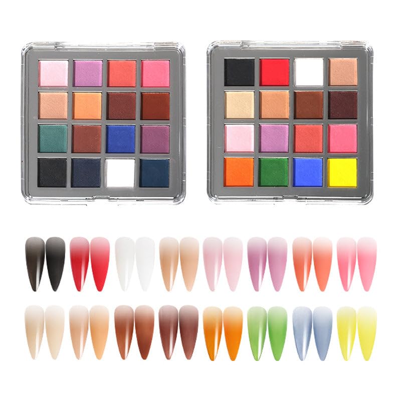 MOEPAK 16-Color Solid Nail Pigment Palette for Ombre Nail Art DIY - Variation B
