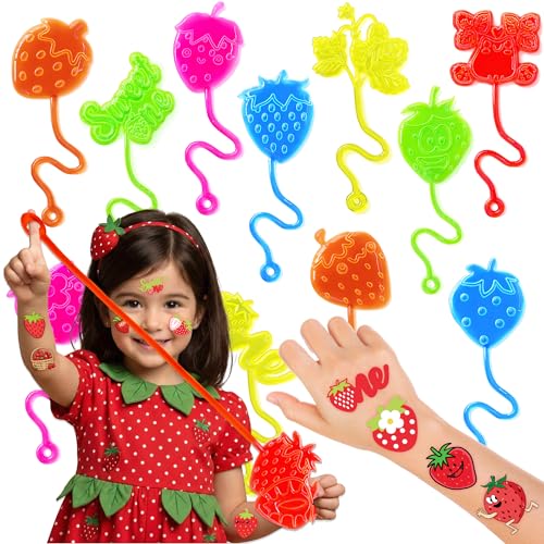 92-stickyhand 48-piece Strawberry Theme Party Favors: 24 Stick Hands & 24 Temporary Tattoos