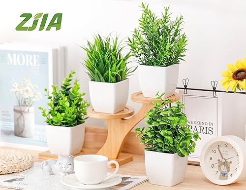 4 Pack Small Artificial Plants for Home and Bathroom Decor