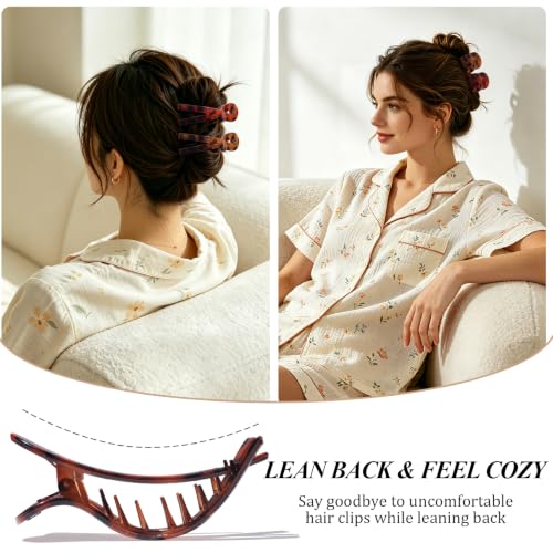 Amlaidu Stackable Flat Hair Clips for Women - Black & Tortoise, Medium to Thick Hair