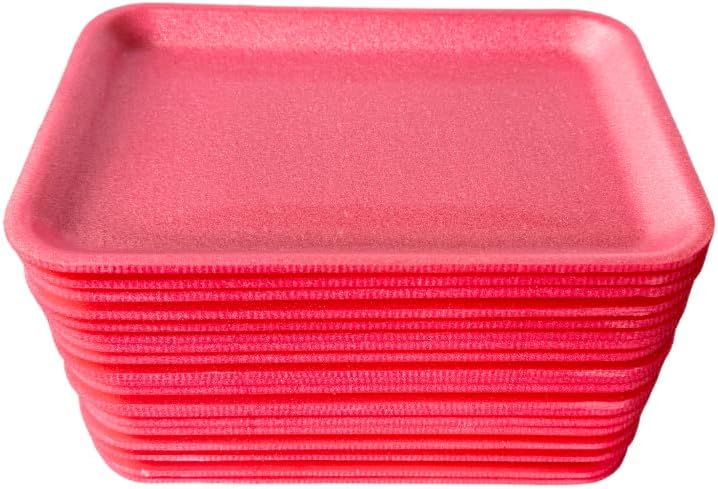 Craft Foam Trays - 20 Rectangle Trays for DIY Crafts & Printmaking | 8.25" x 5.75" x 0.5" (Pink/Rose)
