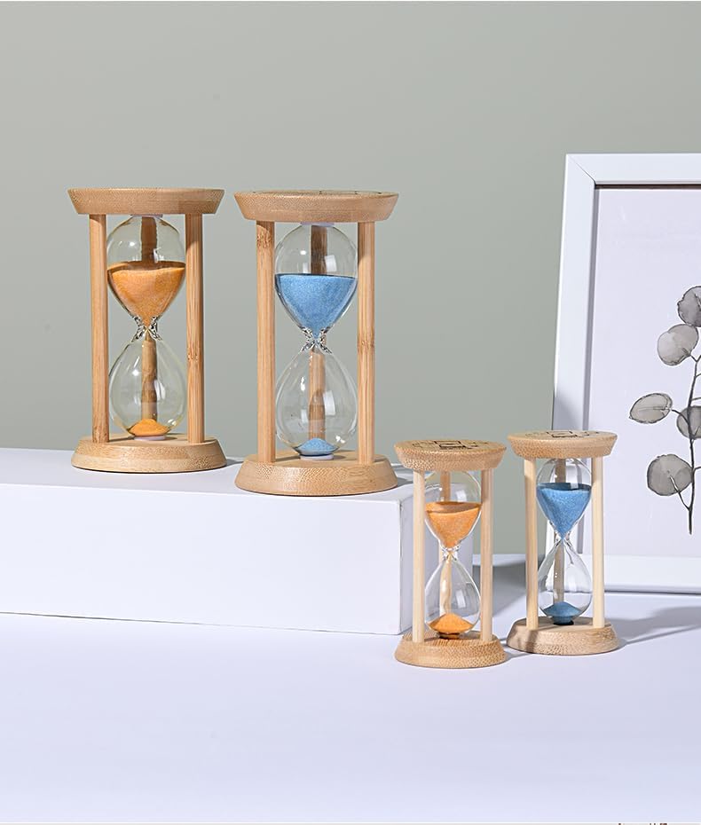 Bamboo Sand Timer - 15-Minute Hourglass Clock | Mini Gold Sand Watch for Kids & Office Decor