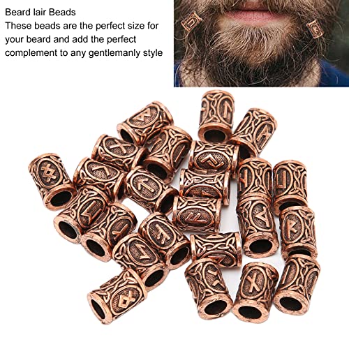 24 Viking Rune Hair Beads - Filigree Cuffs for Beard & Hair