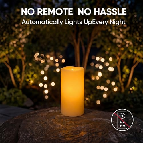 Homemory Dusk to Dawn Waterproof Flameless Candles, Set of 2