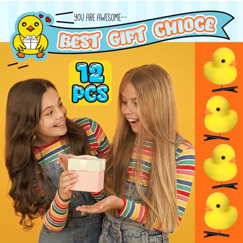 Simple Style 12 Pcs Yellow Duck Hair Clips for Kids & Adults - Fun Festival Rave Accessories