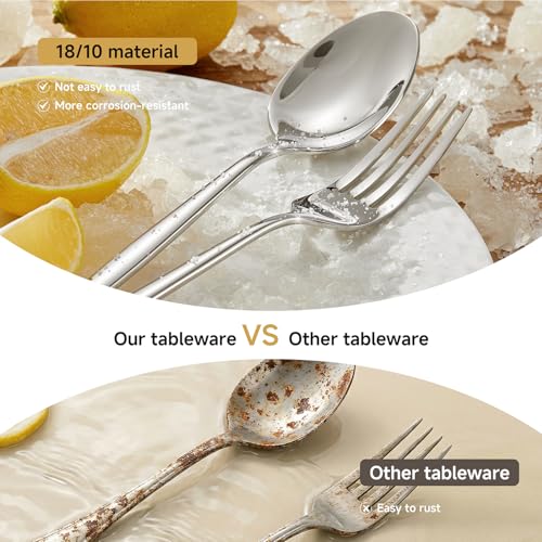 KINGSTONE 4-Piece Dinner Spoon Set - 8.2" Stainless Steel Silverware