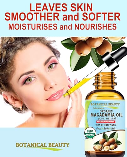 Botanical Beauty Organic Macadamia Oil - 100% Pure Cold-Pressed Carrier Oil