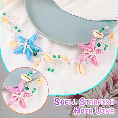 Brishow Mermaid Headband with Starfish & Seashells - Ocean Hair Vine