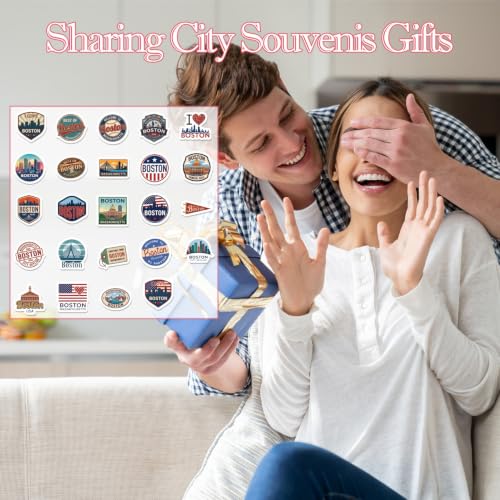Boston Refrigerator Magnets - 24 Pcs City Souvenirs Set