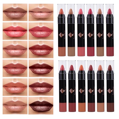 CoralBeau 12-Piece Matte Lipstick Set - Long-Wearing Waterproof Lip Crayons