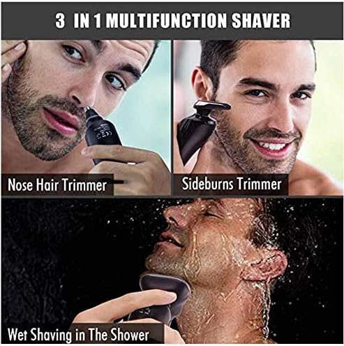 Electric Razor for Men - Waterproof Rechargeable Shaver with Nose Hair & Sideburn Trimmer | Cordless Wet/Dry Use