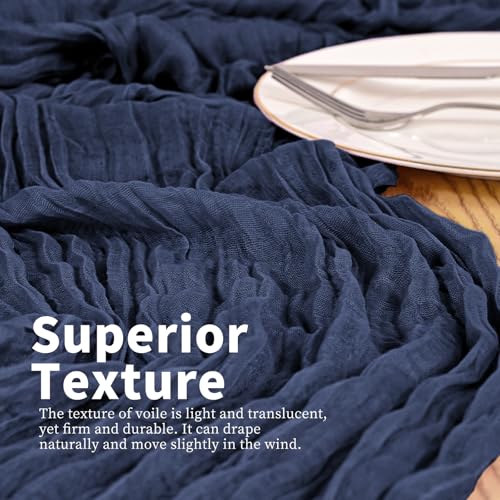 Navy Blue Cheesecloth Table Runner Set - 4 Pack, 17 x 108 Inches
