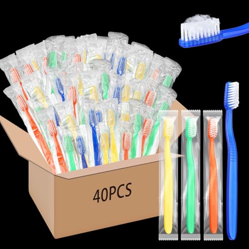 Ziliny 40-Pack Prepasted Disposable Toothbrushes, Individually Wrapped