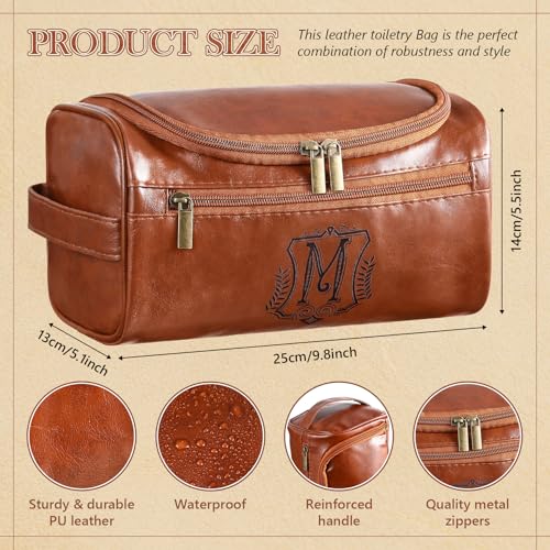 Personalized Leather Toiletry Bag for Men - Monogrammed Travel Organizer