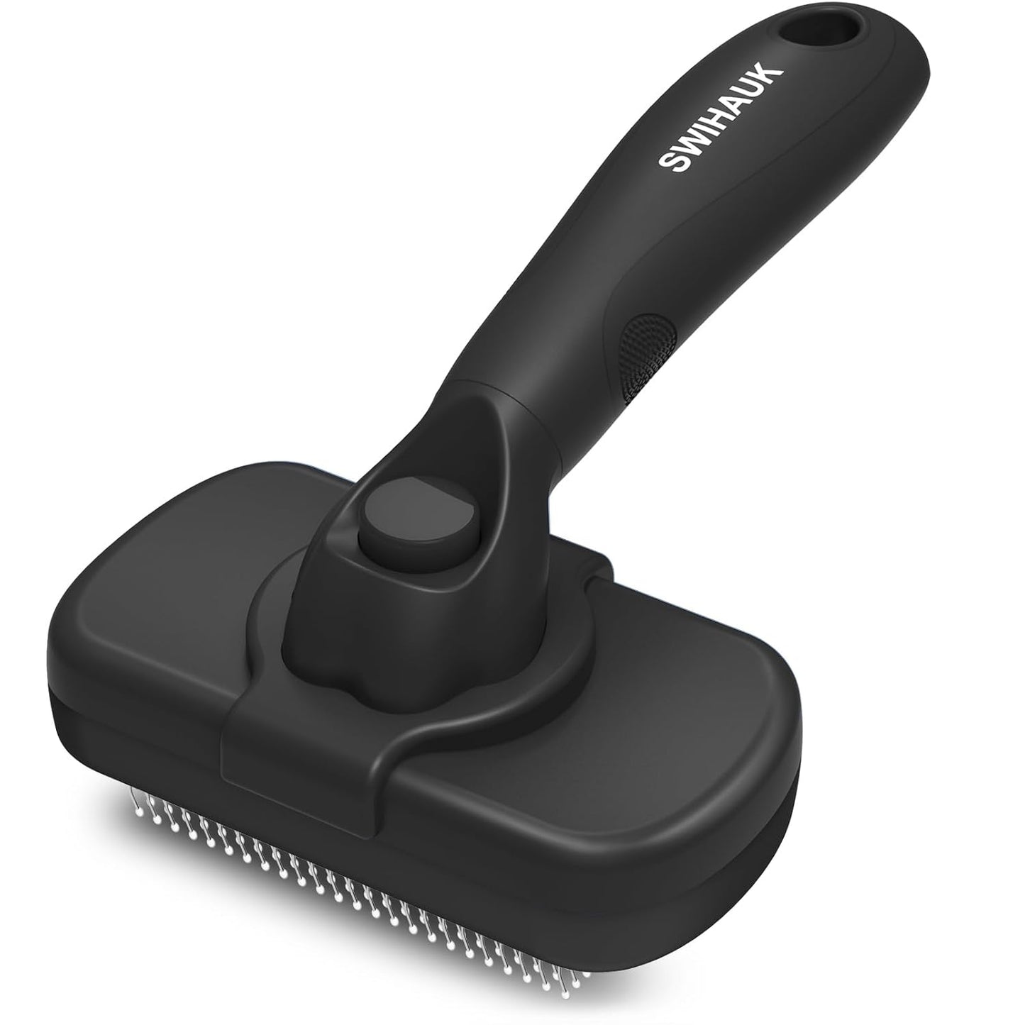 Self-Cleaning Slicker Brush for Dogs & Cats - Skin-Friendly Deshedding Grooming Tool | Black
