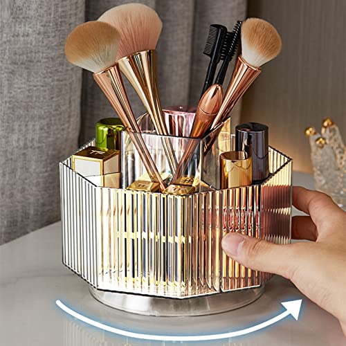 360° Rotating Makeup Brush Holder - Clear Cosmetic Organizer