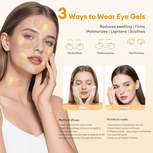 Gold Eye Patches - Hydrogel Masks for Dark Circles & Puffiness, 60 PCS