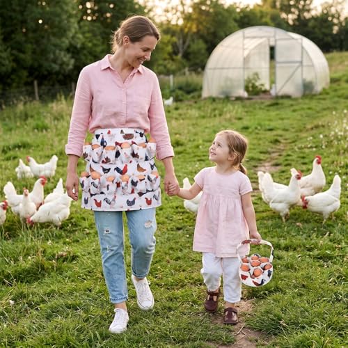 Egg Collecting Apron with Basket - 12 Pouches for Fresh Eggs