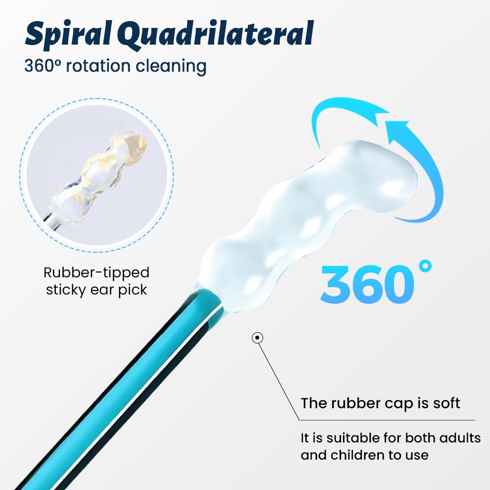 Earwax Removal Adhesive Swabs, Reusable Sticky Ear Cleaning Sticks with Soft Flexible Tip, Gentle Ear Care Tool for Adults, Ear Wax Removal Tool for Home Personal Hygiene (24 Pcs)