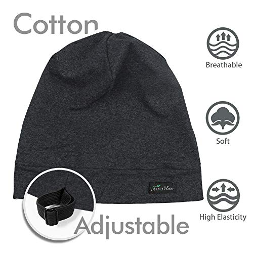 FocusCare Satin Lined Sleep Cap - Dark Heather Grey for Curly Hair