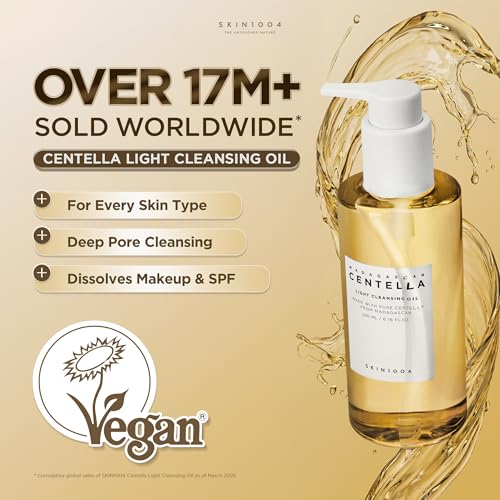 SKIN1004 Madagascar Centella Light Cleansing Oil 6.76 fl.oz, 200ml | Gentle Oil Cleanser for Face, Korean Facial Cleanser, Double Cleansing