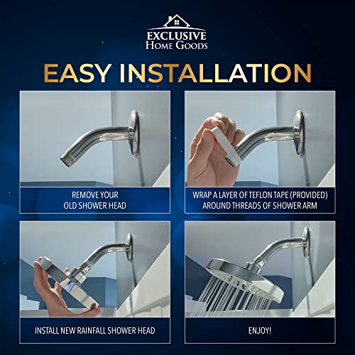 Heatsistence 6" High Pressure Rainfall Shower Head - Rustproof, Adjustable & Eco-Friendly
