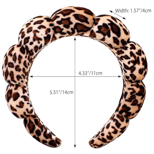 Dolebao Brown Leopard Spa Headbands for Face Washing & Skincare, Soft & Absorbent Makeup Hairbands