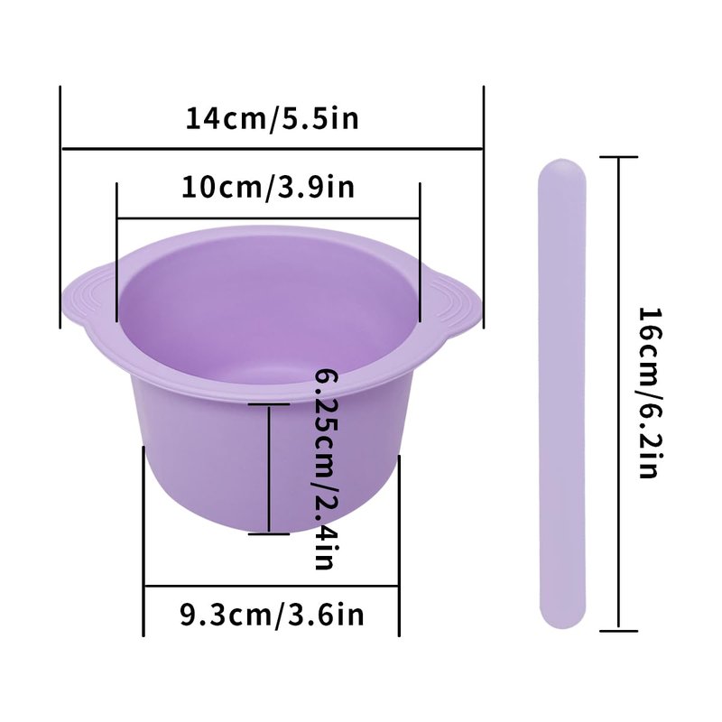 Silicone Wax Bowl and Liner Set for Hair Removal, Non-Stick Wax Pot with Spatula Sticks(purple)