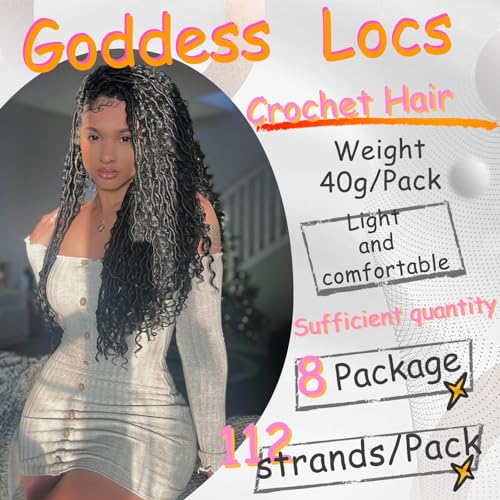 Beverlee 18 Inch Goddess Locs Crochet Hair 8 Pack - 1B# Boho Style
